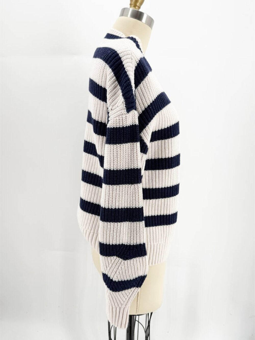 & Other Stories Wool Blend Navy & White Striped V‑Neck Cardigan S - Picture 3 of 12